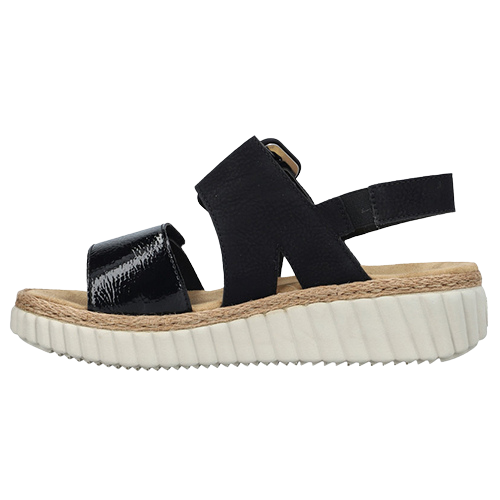 Rieker Ladies Wedge Sandals - 69260-60 - Black