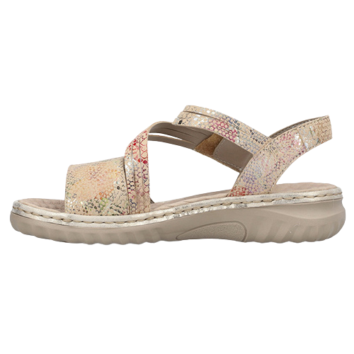 Rieker Velcro Strap Sandals - 60464-90 - Beige Multi