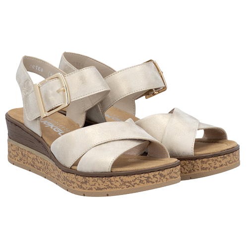 Rieker Ladies Wedge Sandals - 63795-60 - Beige