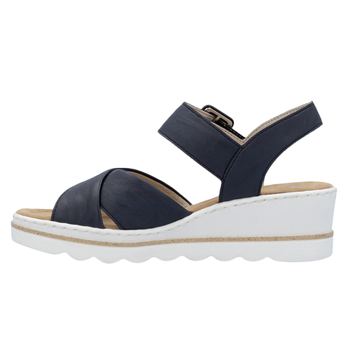 Rieker Ladies Wedge Sandals - 67463-14 - Navy