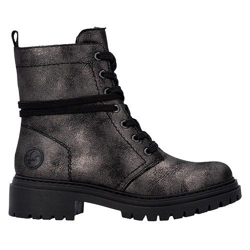 Rieker Ladies Lace-Up Ankle Boots - 72675-00 - Grey