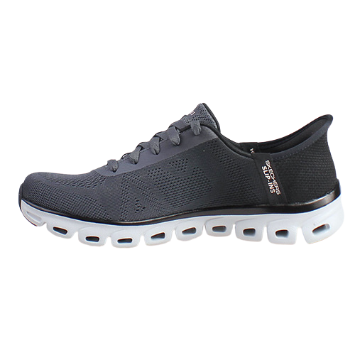 Skechers Ladies Slip-In Trainers - 104566 - Black Charcoal