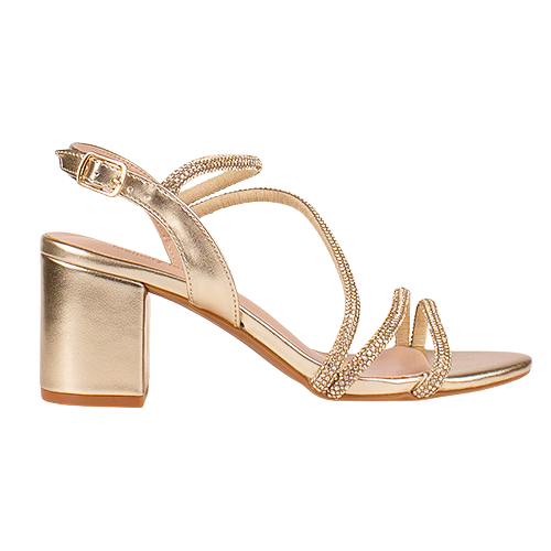 Sorento Ladies Block Heeled Sandals - Dell Lea - Gold