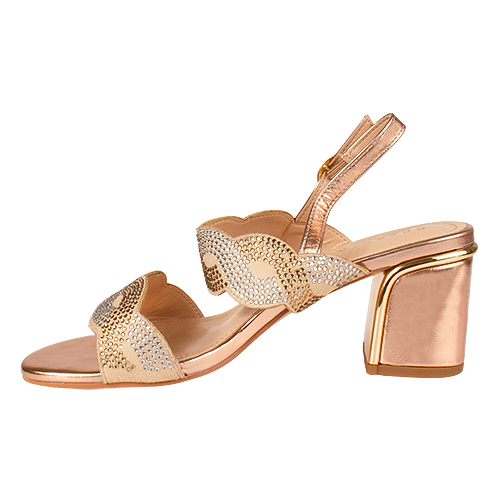Sorento Block Heeled Sandals - Kinnitty - Gold/Rose