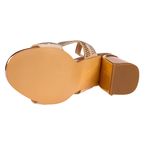 Sorento Block Heeled Sandals - Kinnitty - Gold/Rose