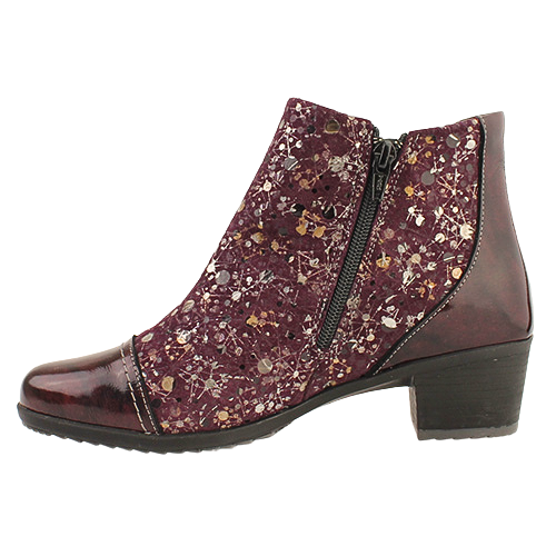 Suave Block Heeled Ankle Boots - Pamela - Burgundy