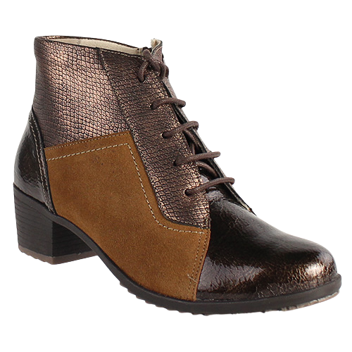 Suave Block Heeled Ankle Boots - Pace - Brown Multi