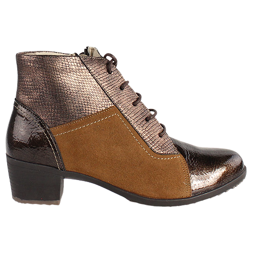 Suave Block Heeled Ankle Boots - Pace - Brown Multi