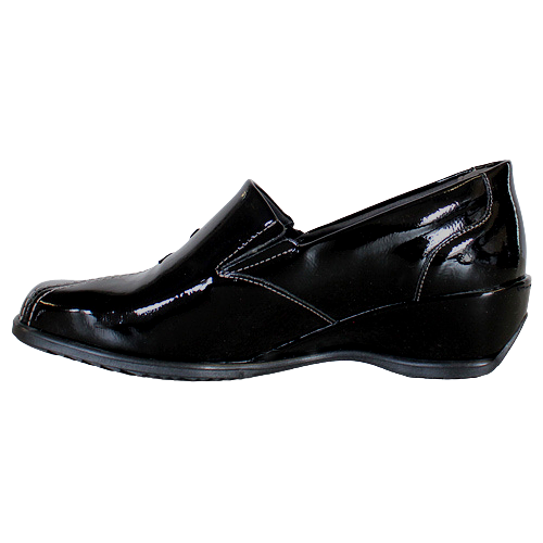 Suave Slip On Wedge Shoes - Rose - Black Patent