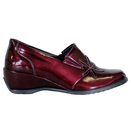 Suave Slip On Wedge Shoes - Rose - Burgundy Patent