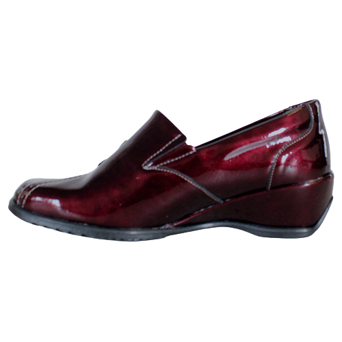 Suave Slip On Wedge Shoes - Rose - Burgundy Patent