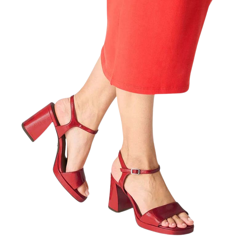 Tamaris Ladies Block Heel Sandals - 28342-44 - Red Patent