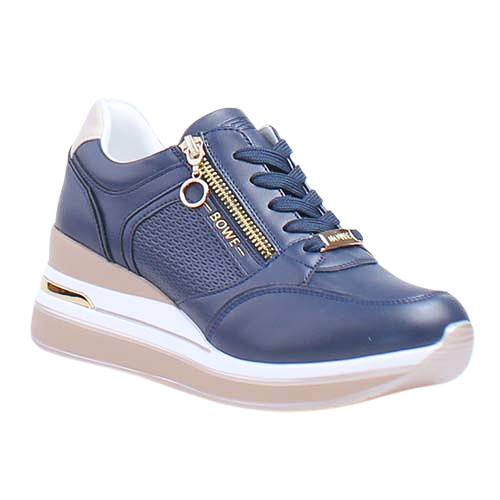 Tommy Bowe Ladies Wedge Trainers - Gunter - Navy