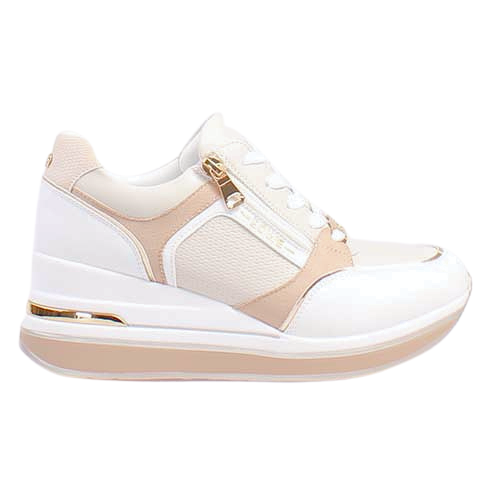 Tommy Bowe Ladies Wedge Trainers - Gunter - White/Cream