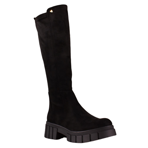 Una Healy Chunky Knee Boot - Shakin - Black Suede