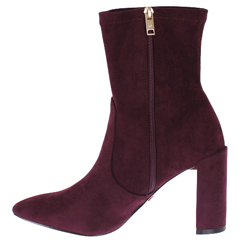 Una Healy Dressy Block Heeled Ankle Boots - Something Bad - Burgundy Suede