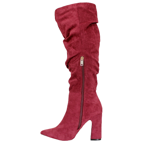 Una Healy Block Heeled Knee Boots - Famous Friends - Aubergine