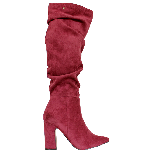 Una Healy Block Heeled Knee Boots - Famous Friends - Aubergine