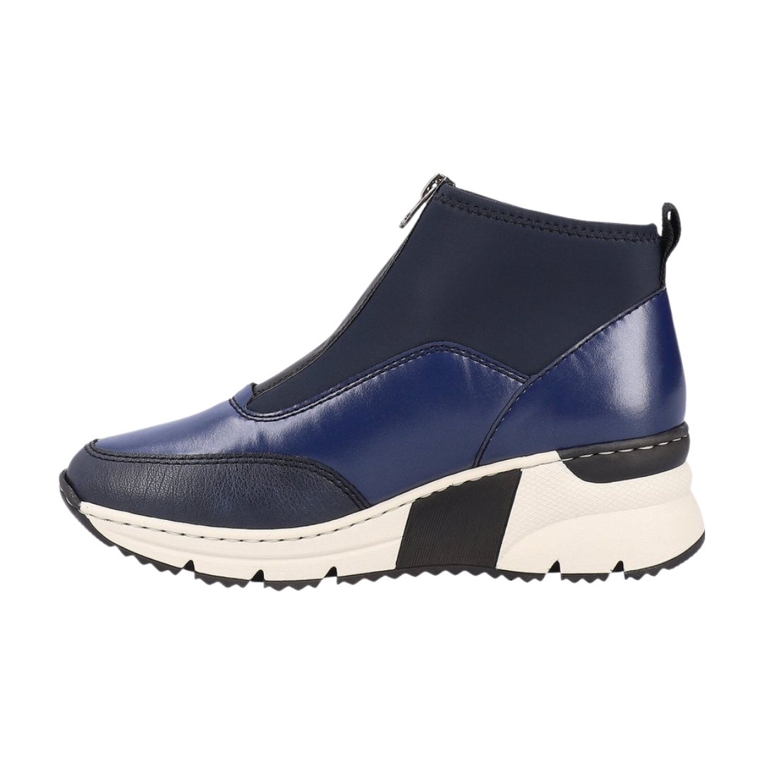 Rieker Wedge Ankle Boots - N6352 - Navy