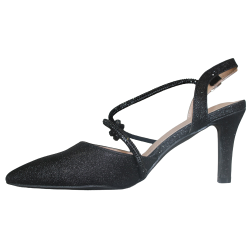 Sorento High Heel Courts - Gileston - Black Glitter