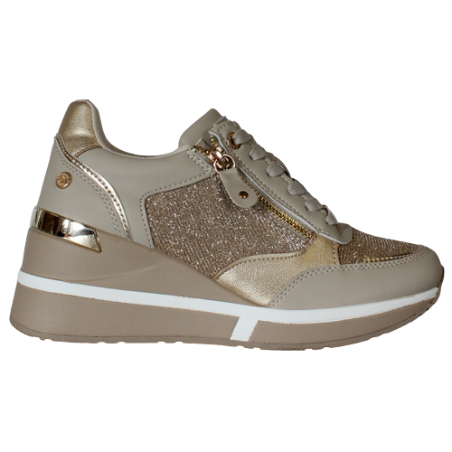 XTI Ladies Wedge Trainers - 141710 - Beige