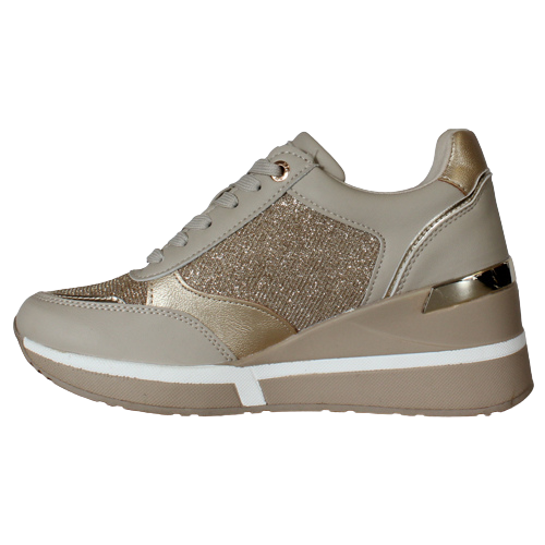 XTI Ladies Wedge Trainers - 141710 - Beige