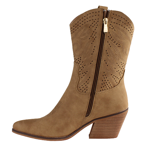Una Healy Mid Cowboy Boots - Wildflowers - Beige