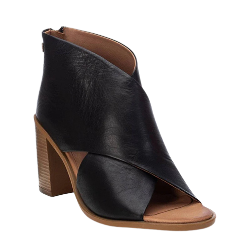 Carmela Ladies Block Heeled Shoe-Boots -  160770 - Black