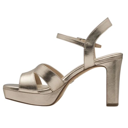 Tamaris Ladies Block Heeled Sandals - 28349-42 - Light Gold