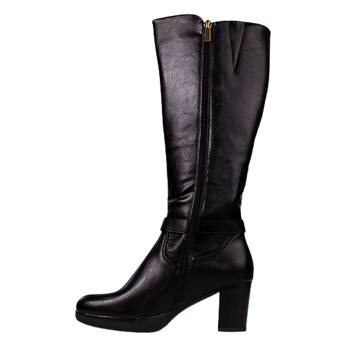 Patrizio Como Block Heeled Knee Boots - Linz - Black
