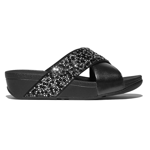 Fitflop Cross Slides - Lulu Crystal Mix - Black