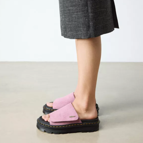 Dr. Martens Ladies Platform Slides - Zebzag - Dusty Pink