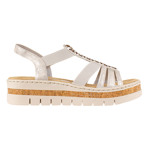 Grey sandal with cork sole on a white background