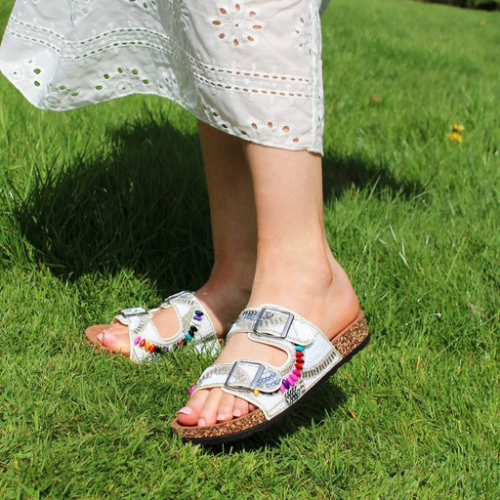 Heavenly Feet Ladies Sliders - Jess - White