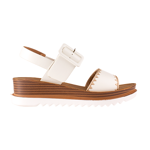 Heavenly Feet Ladies Wedge Sandals - Anya - White