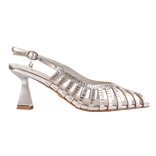 Una Healy Dressy Heeled Slingbacks - Cold Heart - Silver