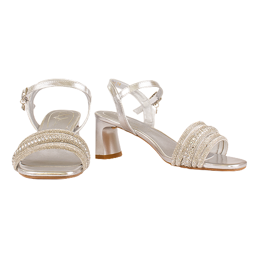 Una Healy Block Heeled Sandals- Fantasy - Silver