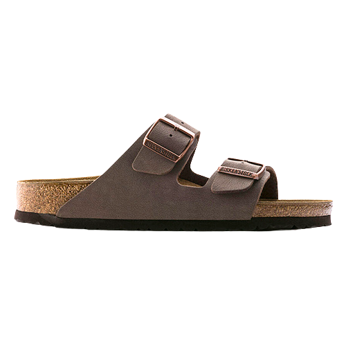 Brown sandal with cork sole on a white background