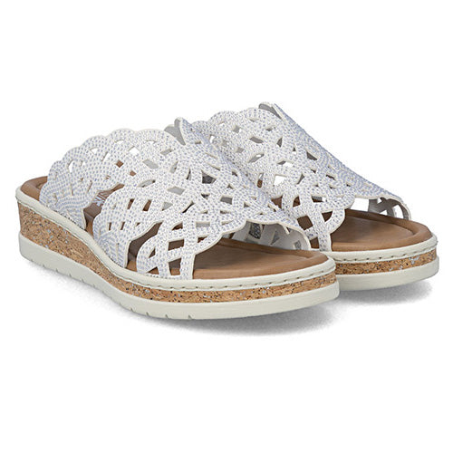 Rieker Ladies Wedge Mules - V4189 - Off White