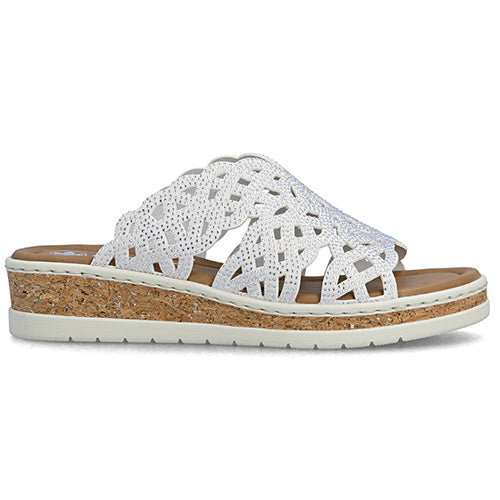 Rieker Ladies Wedge Mules - V4189 - Off White