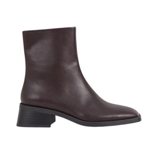 Brown leather ankle boot on a white background