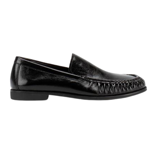 Black loafer shoe on a white background