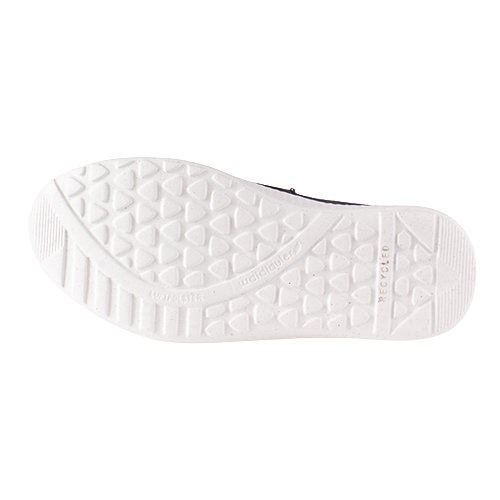 White sneaker sole with brand logo on a white background