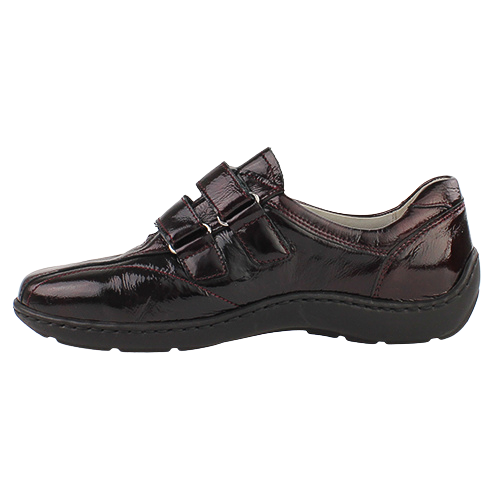 Waldlaufer Ladies Wide Fit Cross Strap Shoes - 496301 - Burgundy