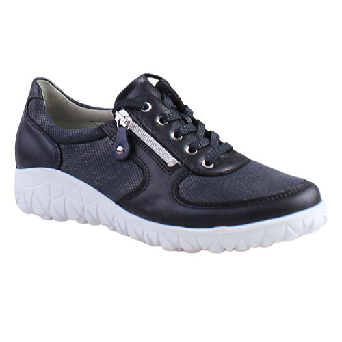 Waldlaufer Ladies Wide Fit Trainers - H89001 - Navy Leather