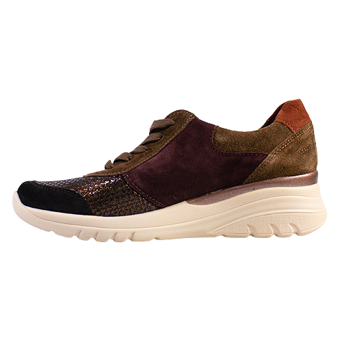 Waldlaufer Ladies Wide Fit Trainers - 927H02 - Burgundy/Multi