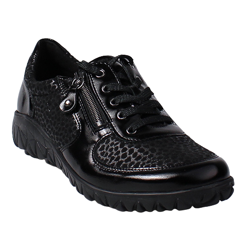 Waldlaufer Ladies Wide Fit Trainers - H89001 - Black Patent
