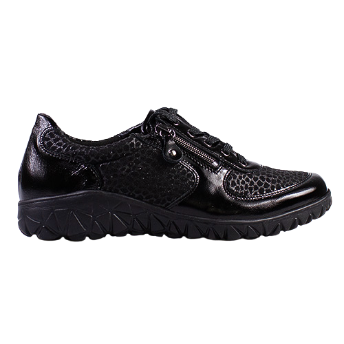 Waldlaufer Ladies Wide Fit Trainers - H89001 - Black Patent