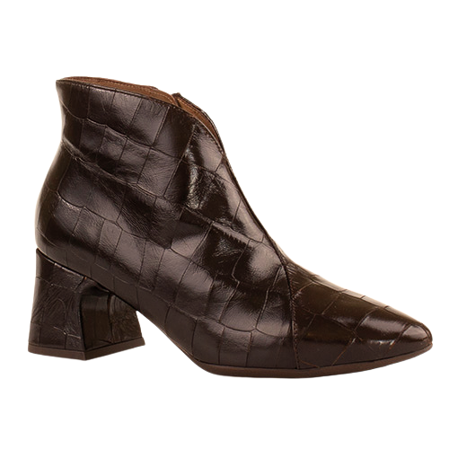 Wonders Ladies Block Heeled Ankle Boots - I-9013 - Brown Patent