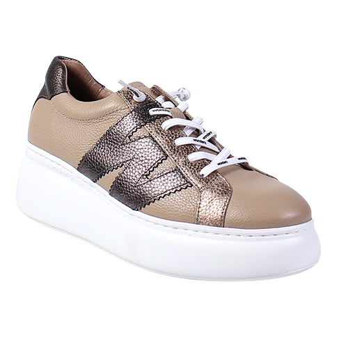 Wonders Ladies Flatform Trainers - A-2670 - Taupe